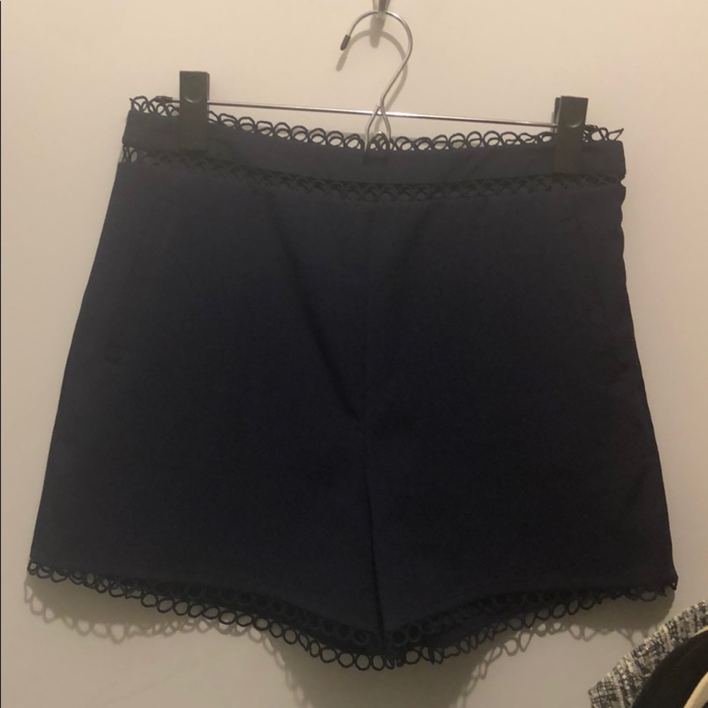Navy fancy nice high waisted shorts with detail